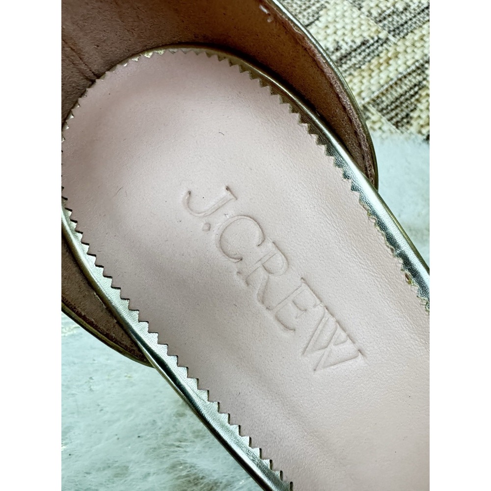 J. Crew Size Metallic Gold Ankle Strap Maisie Pump 10 Block Heel Y2K - Picture 4 of 9